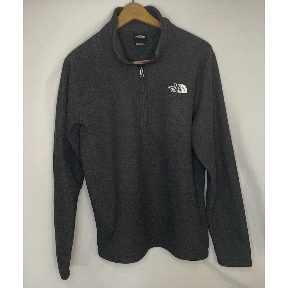The North Face Men's Quarter Zip Pullover Medium Fleece Outdoor Dark Gray
